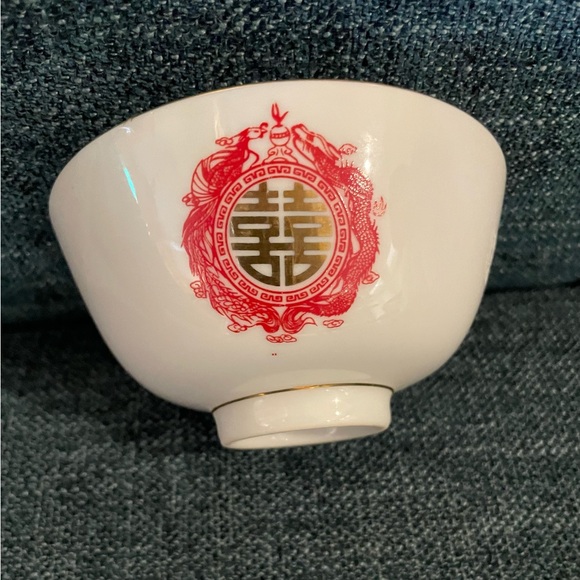 Set Of 3 Vintage Red Dragon Chinese Porcelain Rice/Soup Bowls - Picture 3 of 6